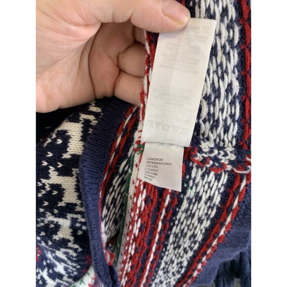 Tahari Baby Girl Knit Dress Long Sleeve Christmas Reindeer Design Blue Size 24 - Picture 7 of 12